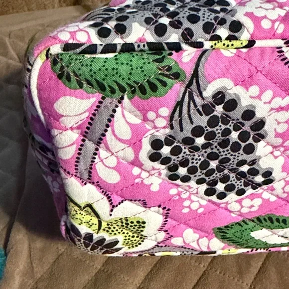 Vera Bradley Pink Floral Quilted Shoulder Bag with Yellow & Green Accents - Picture 4 of 8